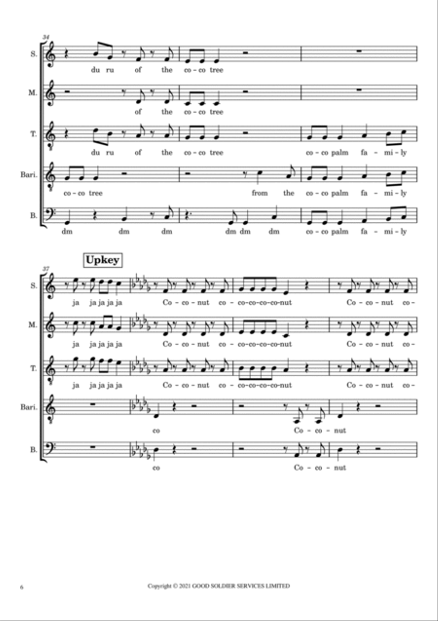 The Coconut Nut (the Coconut Song) 4-Part scores gallery preview page 6