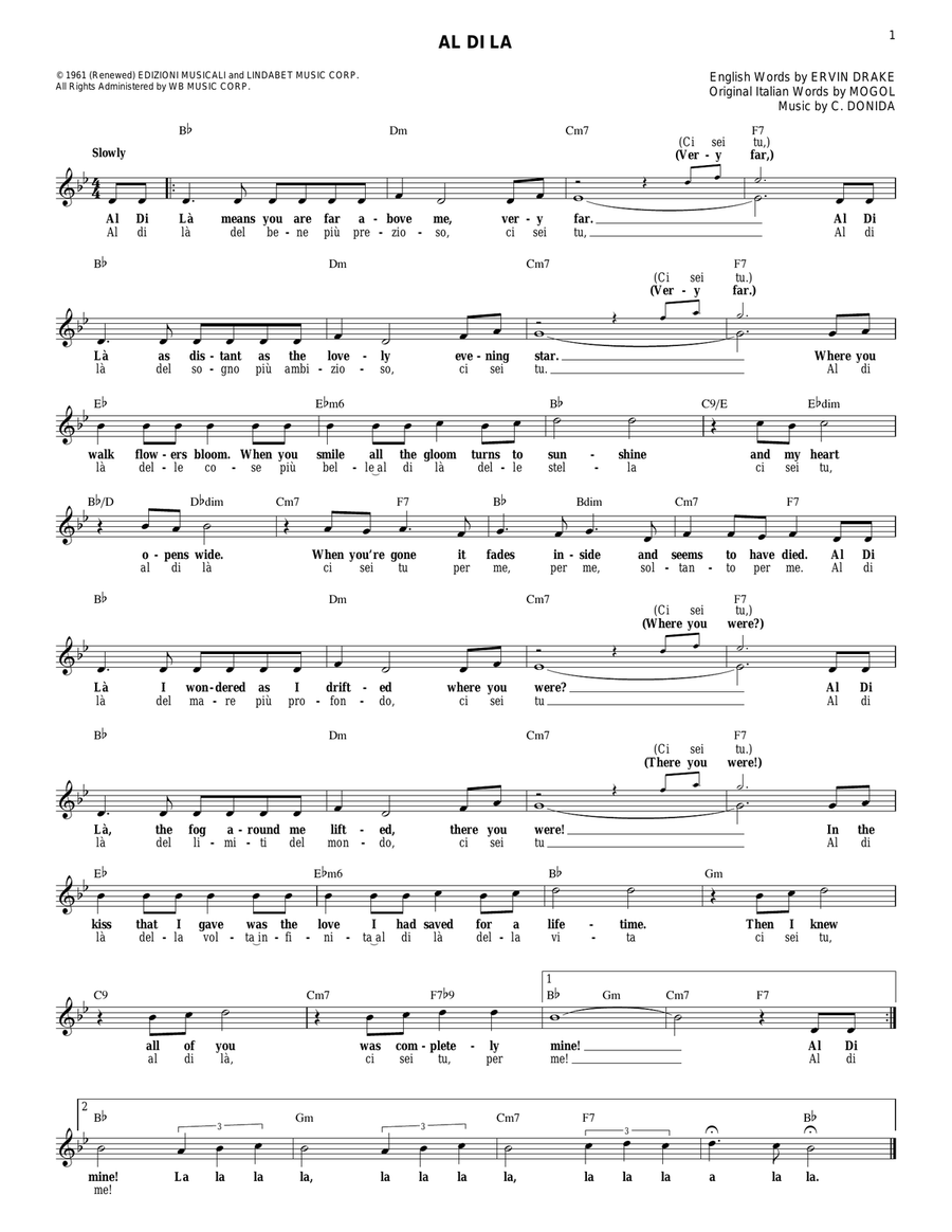 Al Di La Guitar scores gallery preview page 1
