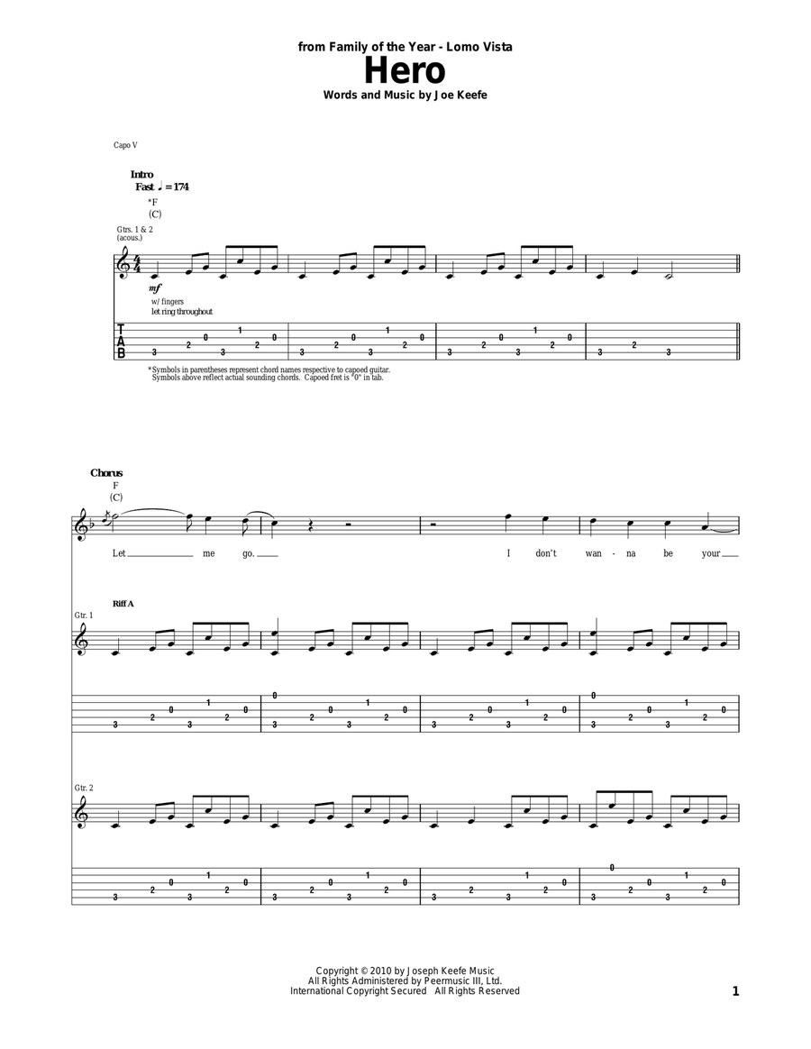 Hero Acoustic Guitar scores gallery preview page 1