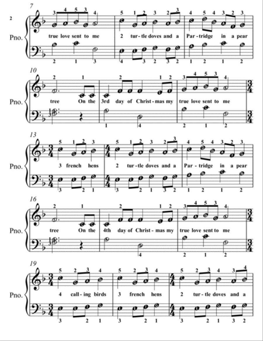 The Twelve Days of Christmas Easy Piano Sheet Music Easy Piano scores gallery preview page 3