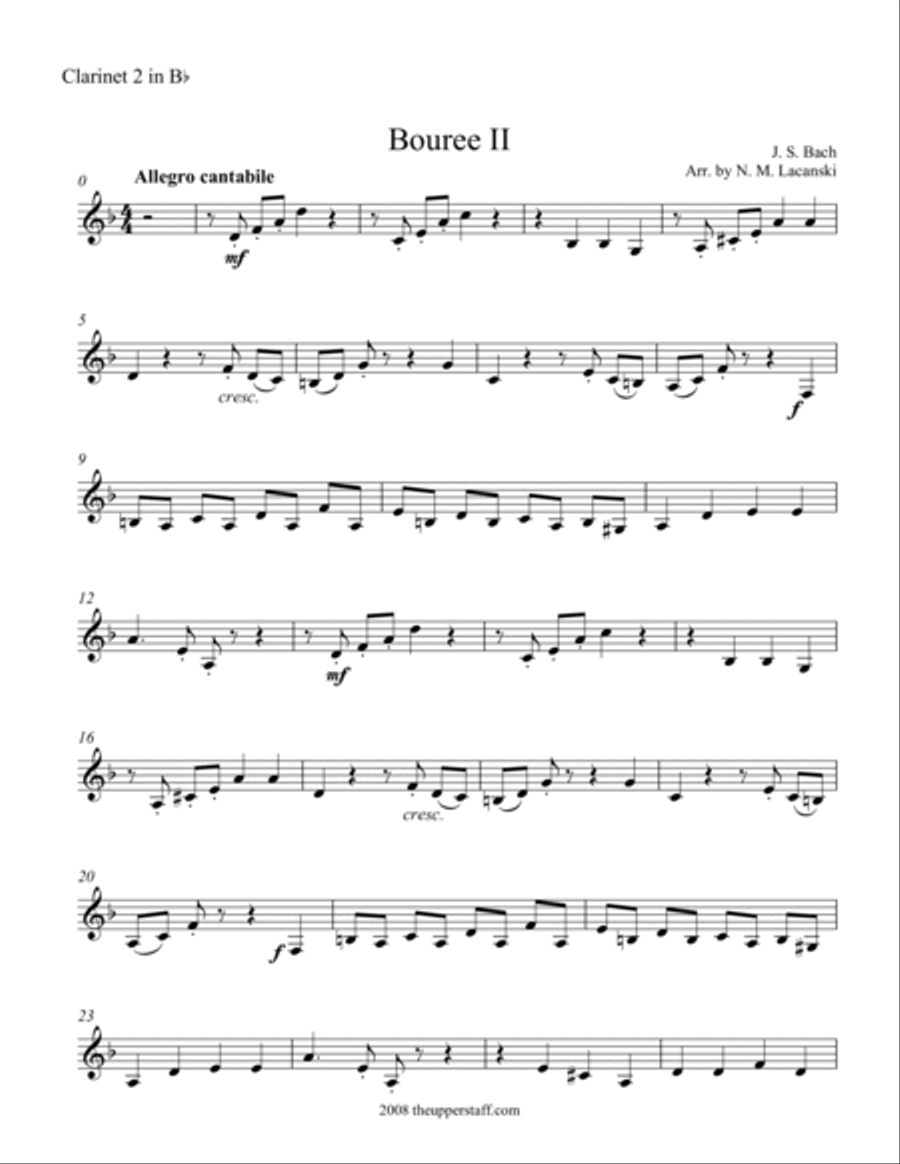 Bouree II Clarinet Solo scores gallery preview page 3