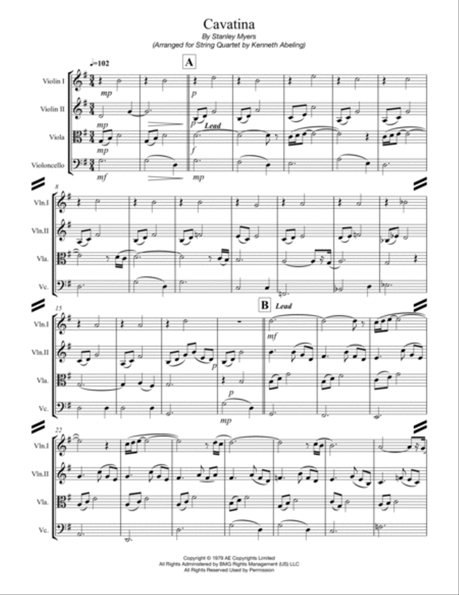 Cavatina String Quartet scores gallery preview page 2