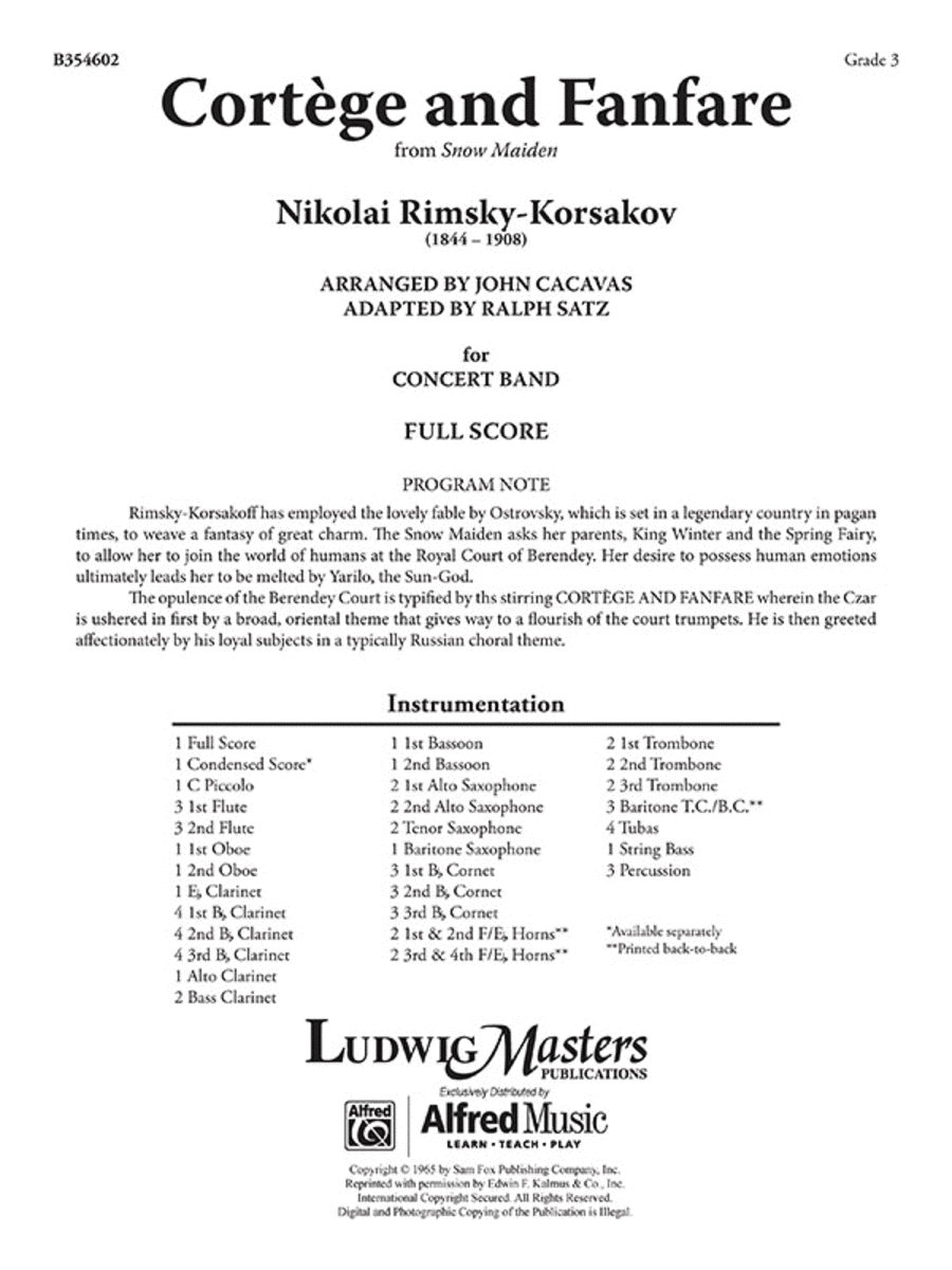 Cortège and Fanfare Cortège and Fanfare Concert Band scores gallery preview page 1