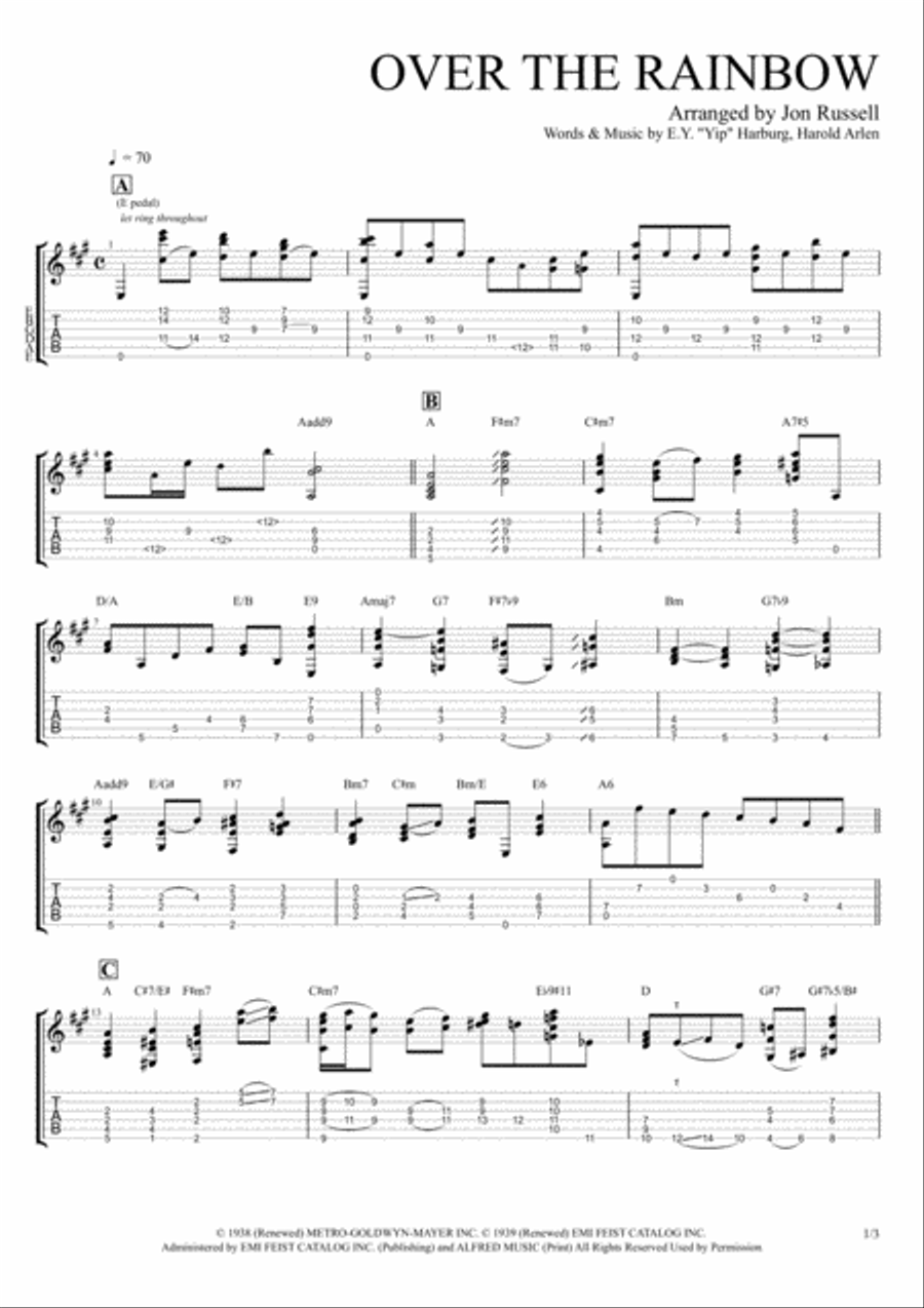 Over The Rainbow Over The Rainbow Guitar Tablature scores gallery preview page 1