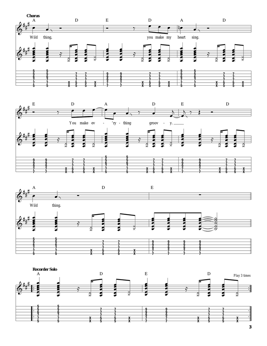Wild Thing Acoustic Guitar scores gallery preview page 3