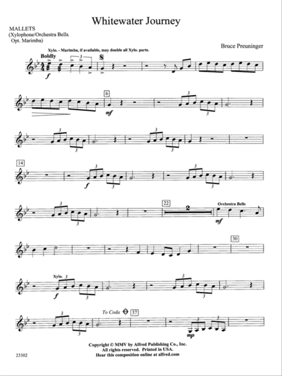 White Water Journey: Mallets Concert Band scores gallery preview page 1