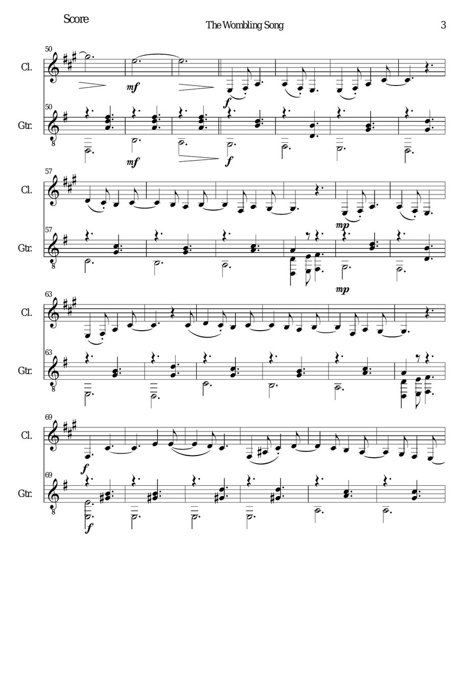 The Wombling Song Clarinet scores gallery preview page 3