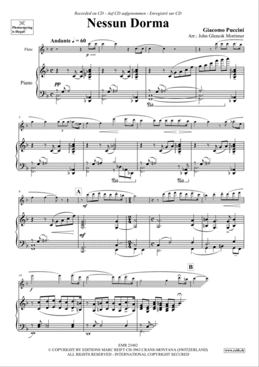 Nessun Dorma Flute Solo scores gallery preview page 3