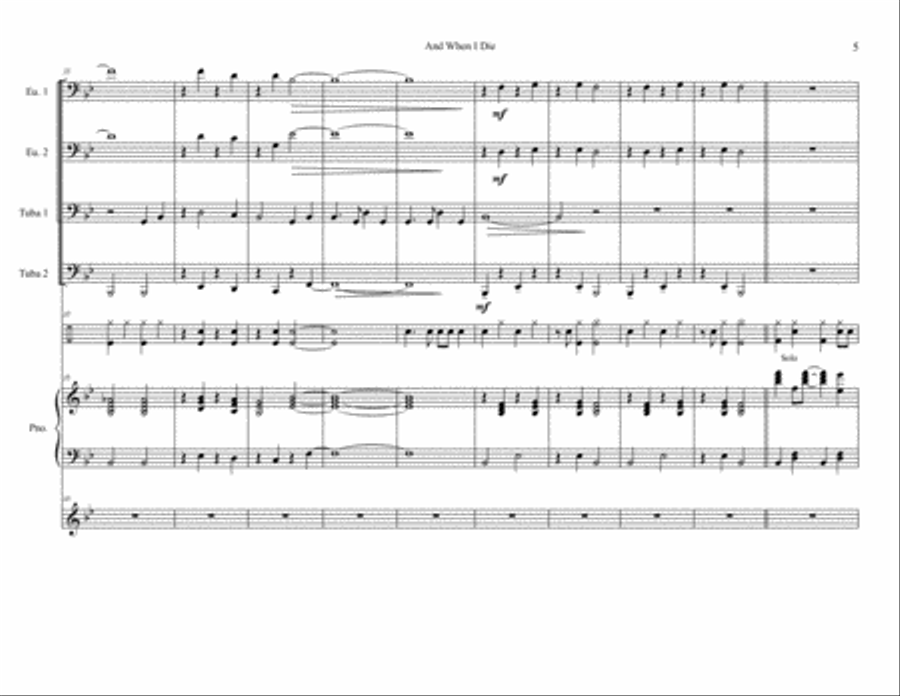 And When I Die Brass Ensemble scores gallery preview page 5