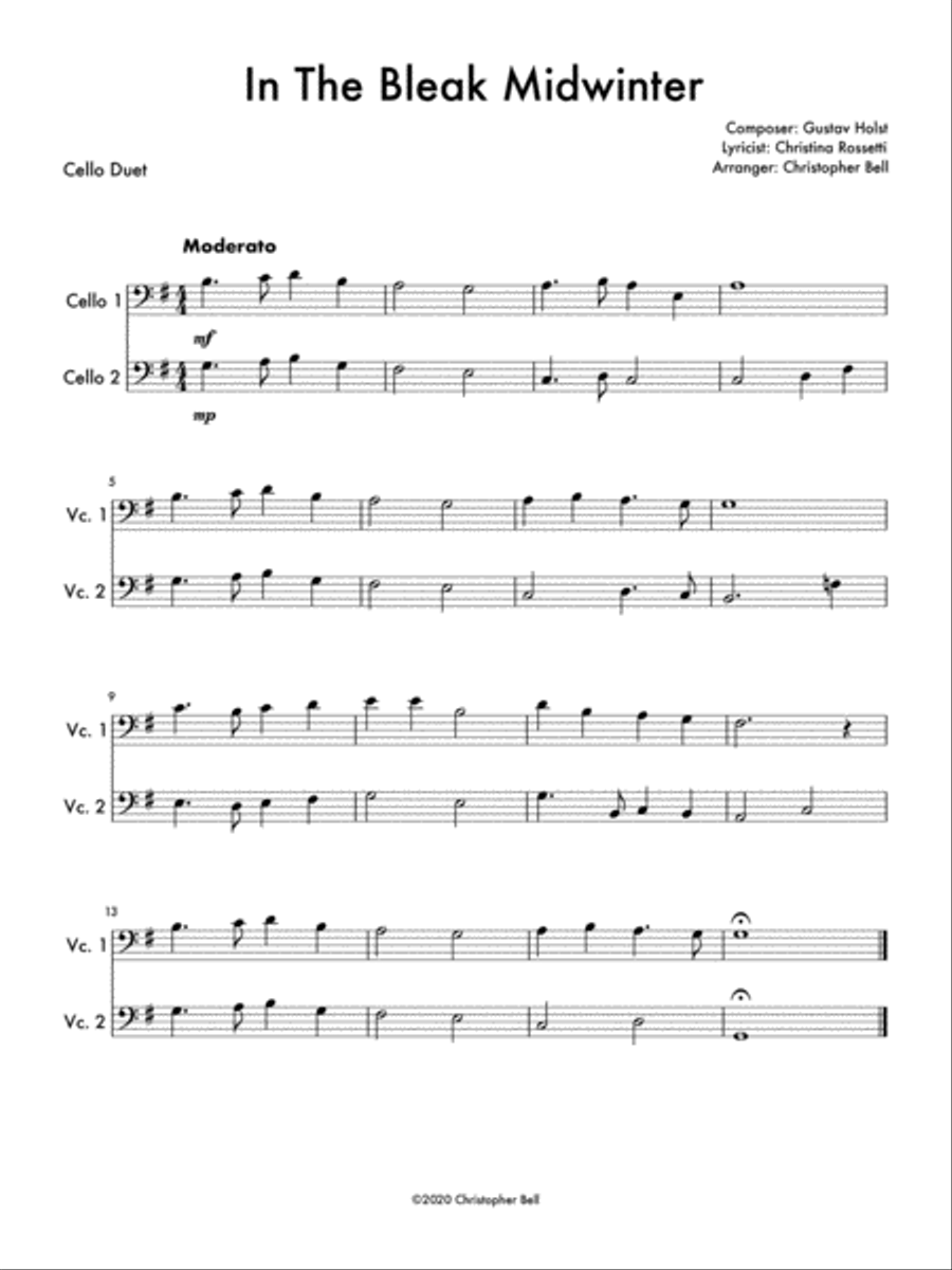 In The Bleak Midwinter (Cello Duet) String Duet scores gallery preview page 1