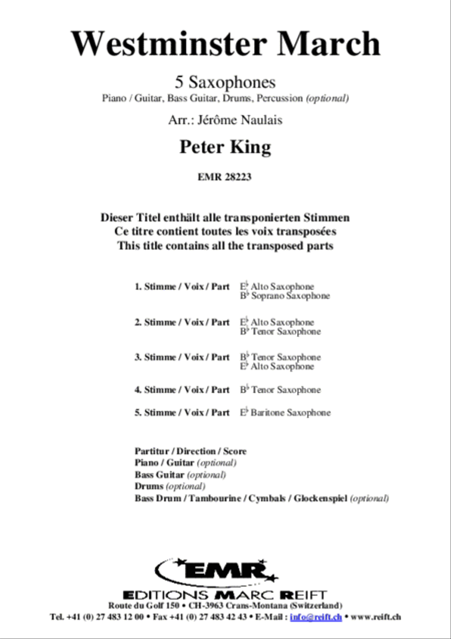Westminster March Saxophone Quintet scores gallery preview page 2