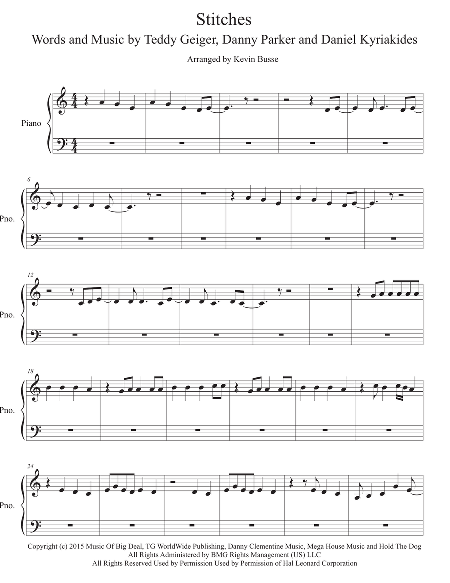 Stitches Easy Piano scores gallery preview page 1