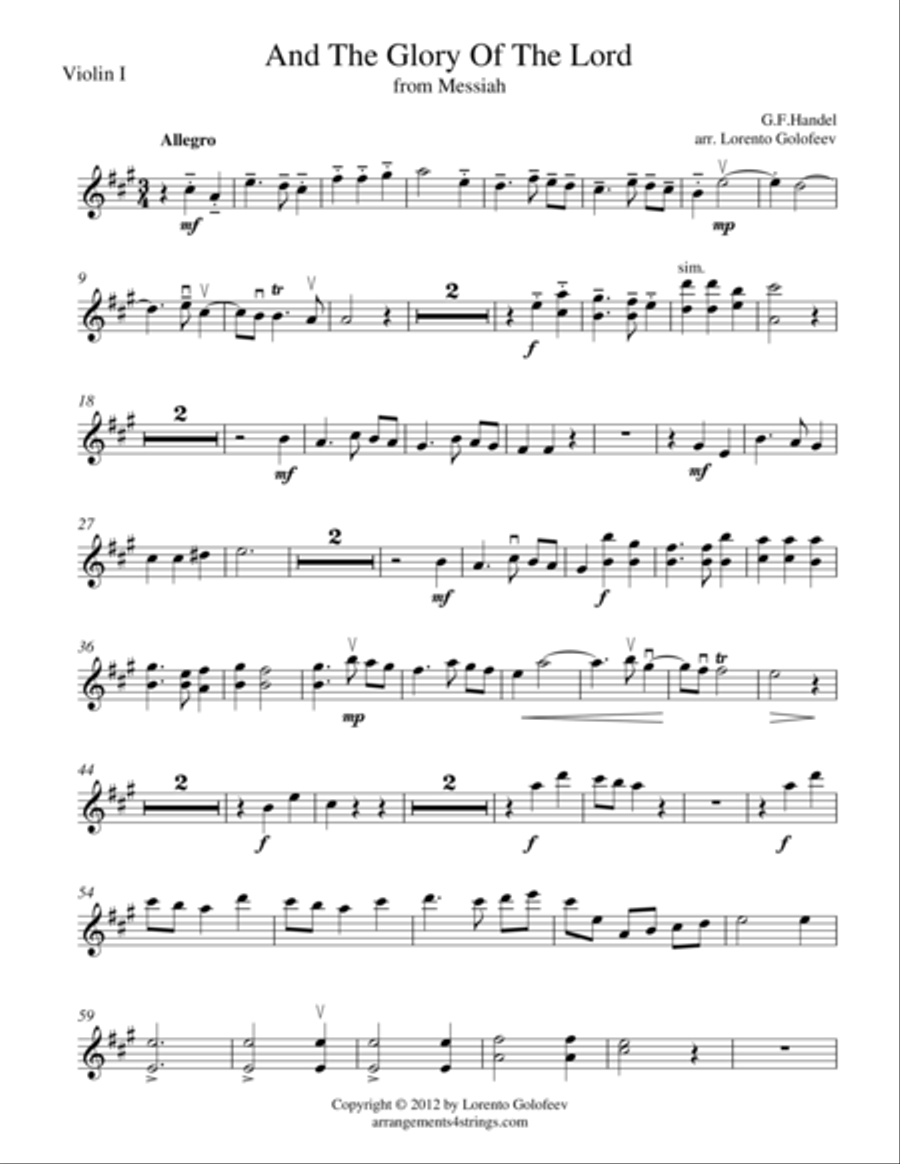And The Glory from Messiah String Quartet scores gallery preview page 1