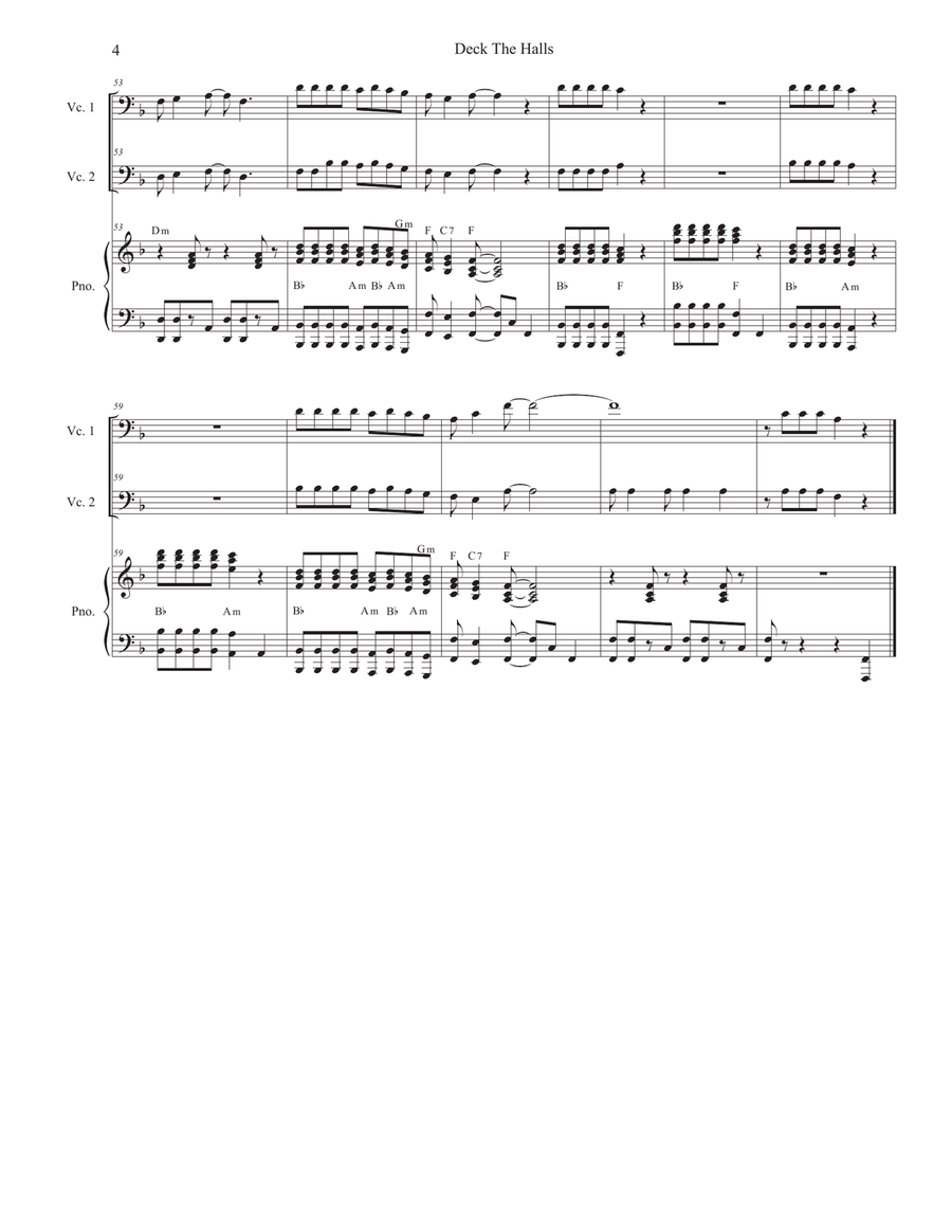 Deck The Halls (Cello Duet - Alternate Version) String Duet scores gallery preview page 4