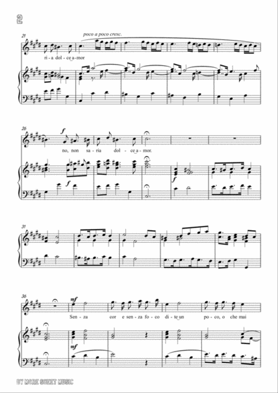 Perti-Se non fossero gli stenti in c sharp minor,for Voice and Piano Voice Solo scores gallery preview page 4