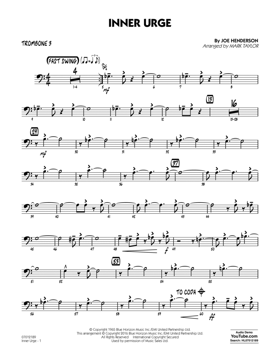 Inner Urge - Trombone 3 Trombone scores gallery preview page 1