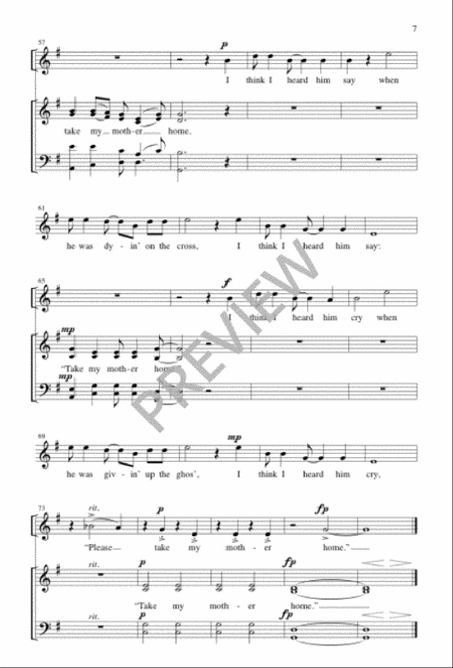 Take My Mother Home 4-Part scores gallery preview page 6