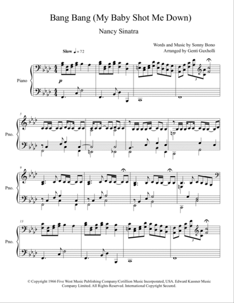 Bang Bang (my Baby Shot Me Down) Piano Solo scores gallery preview page 2