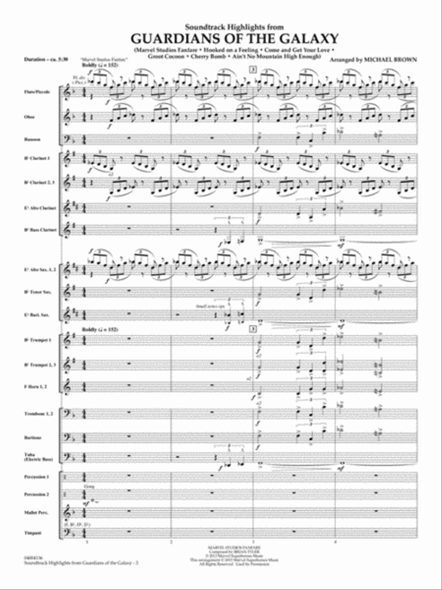 Soundtrack Highlights from Guardians of the Galaxy Concert Band scores gallery preview page 3