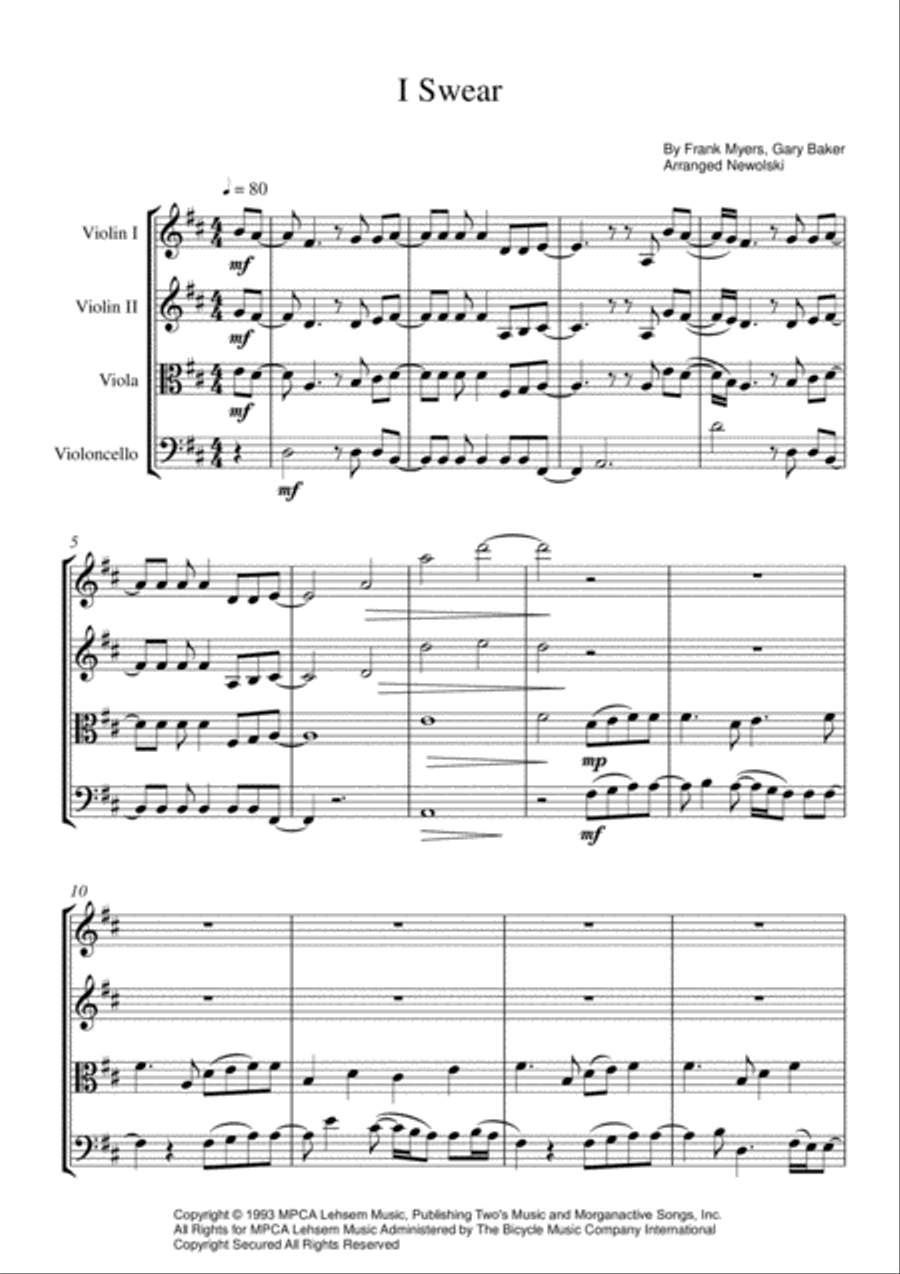 I Swear I Swear String Quartet scores gallery preview page 1