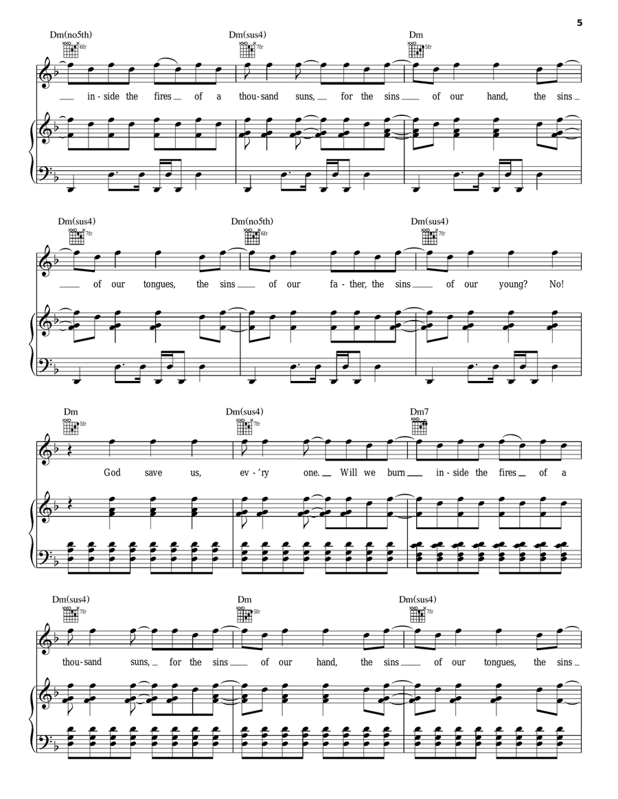 The Catalyst Piano, Vocal, Guitar scores gallery preview page 5