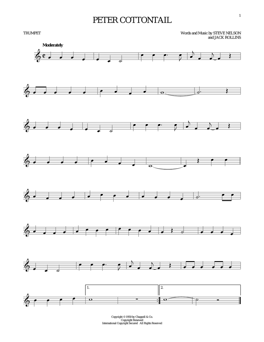 Peter Cottontail Peter Cottontail Trumpet Solo scores gallery preview page 1
