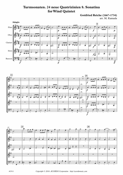 Turmsonaten. 24 neue Quatrizinien 8. Sonatina for Wind Quintet image number null