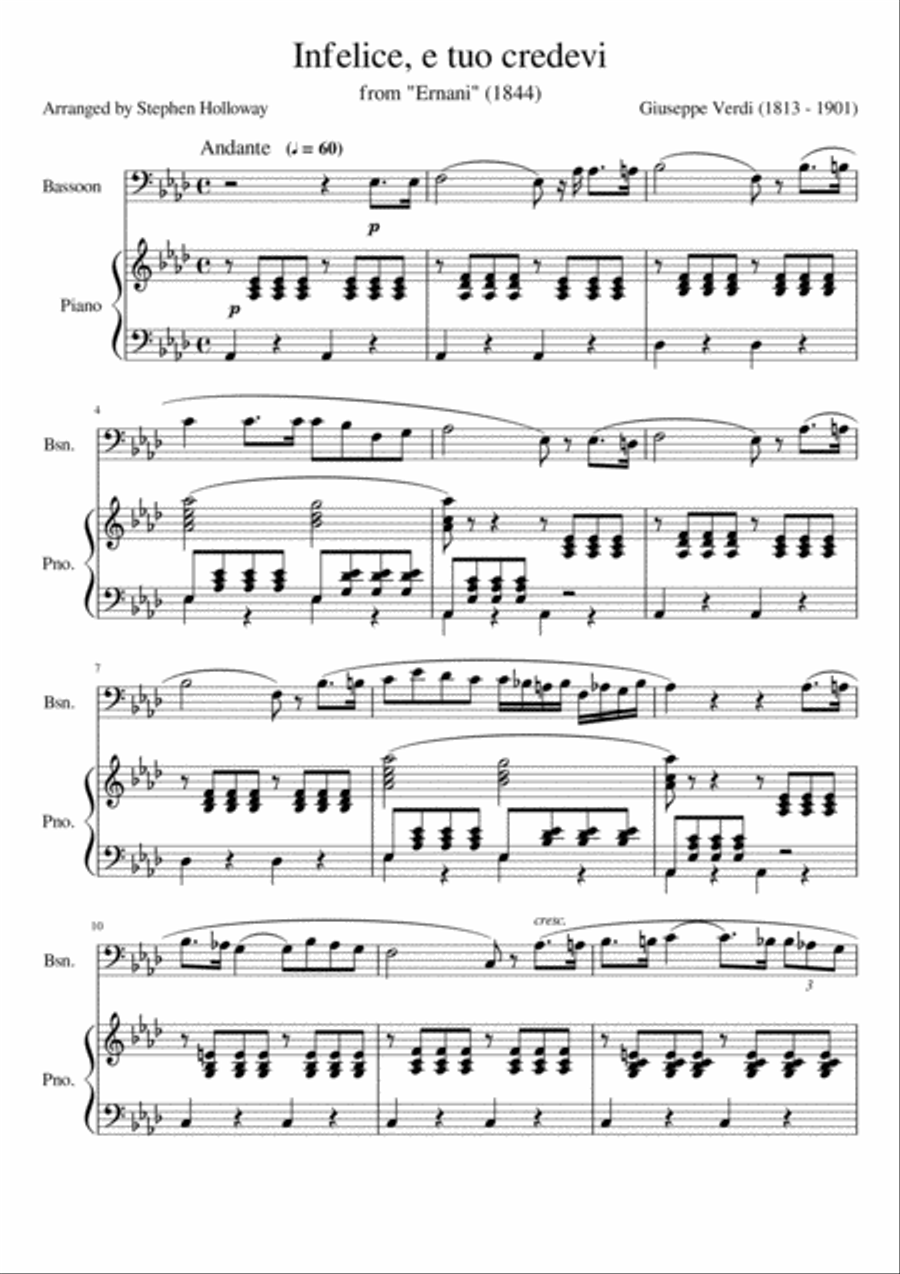 Infelice! e tuo credevi (Verdi) for bassoon and piano Bassoon Solo scores gallery preview page 3