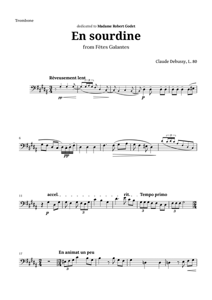 En sourdine by Debussy for Trombone image number null