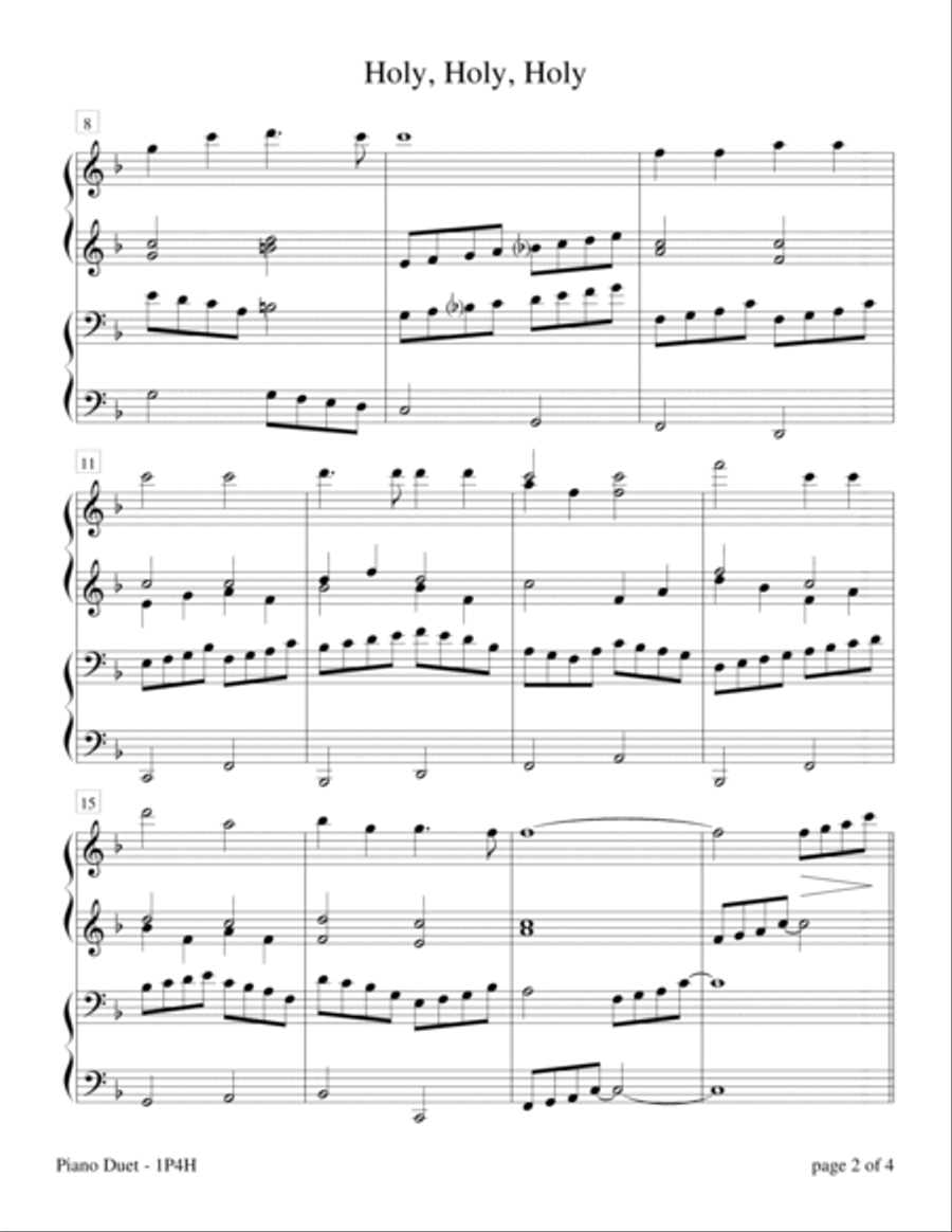 Holy, Holy, Holy (Intermediate Piano Duet; 1 Piano, 4 Hands) 1 Piano, 4-Hands scores gallery preview page 5