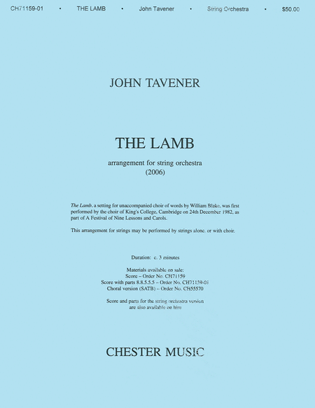 John Tavener: The Lamb (String Orchestra Version) Score