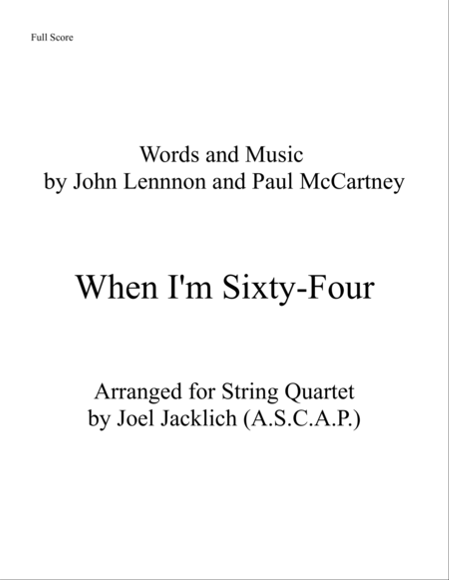 When I'm Sixty-Four String Quartet scores gallery preview page 1