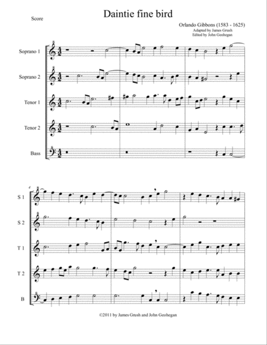 Two Madrigals on Birds for Recorder Quintet Recorder scores gallery preview page 4