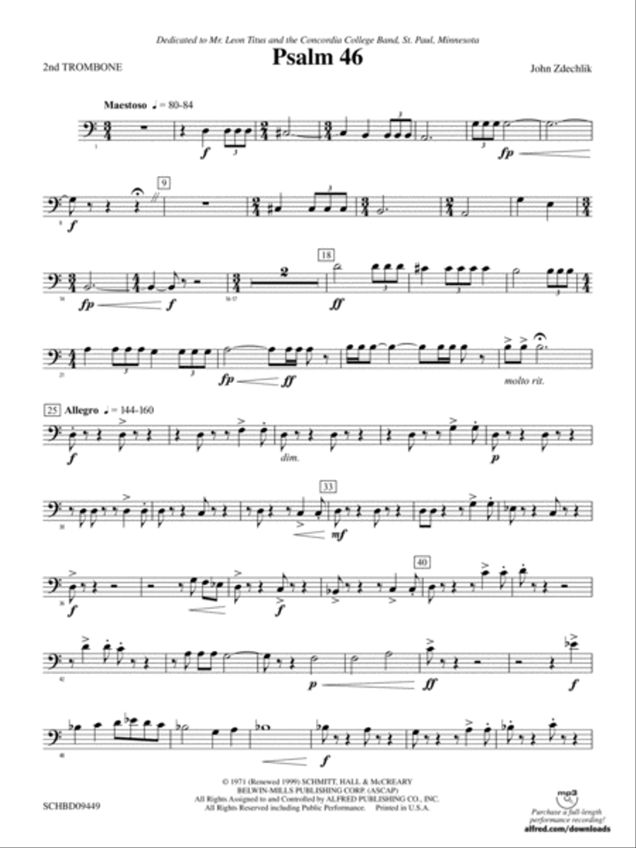 Psalm 46: 2nd Trombone Psalm 46: 2nd Trombone Concert Band scores gallery preview page 1
