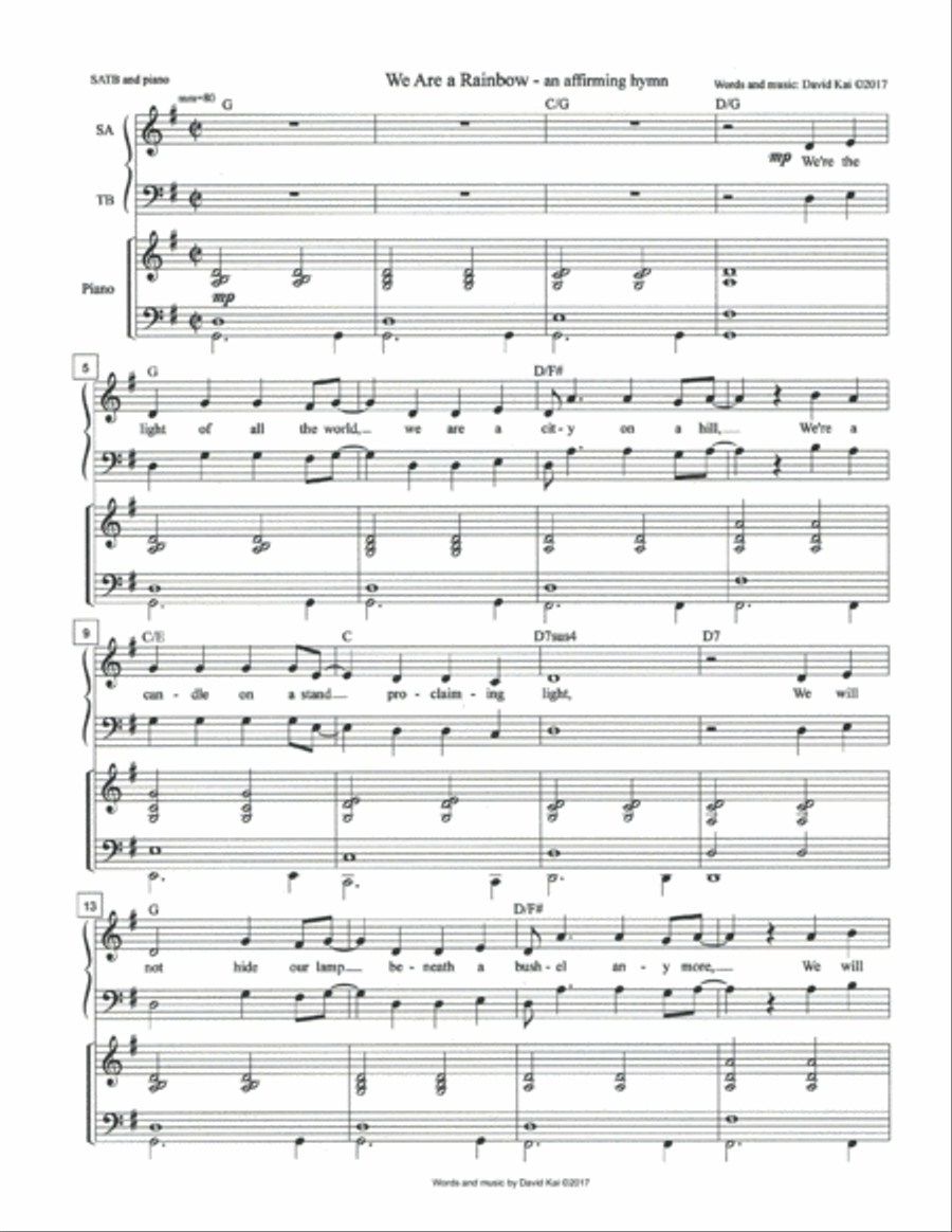 We Are a Rainbow (anthem: Canada/UK) Voice scores gallery preview page 1