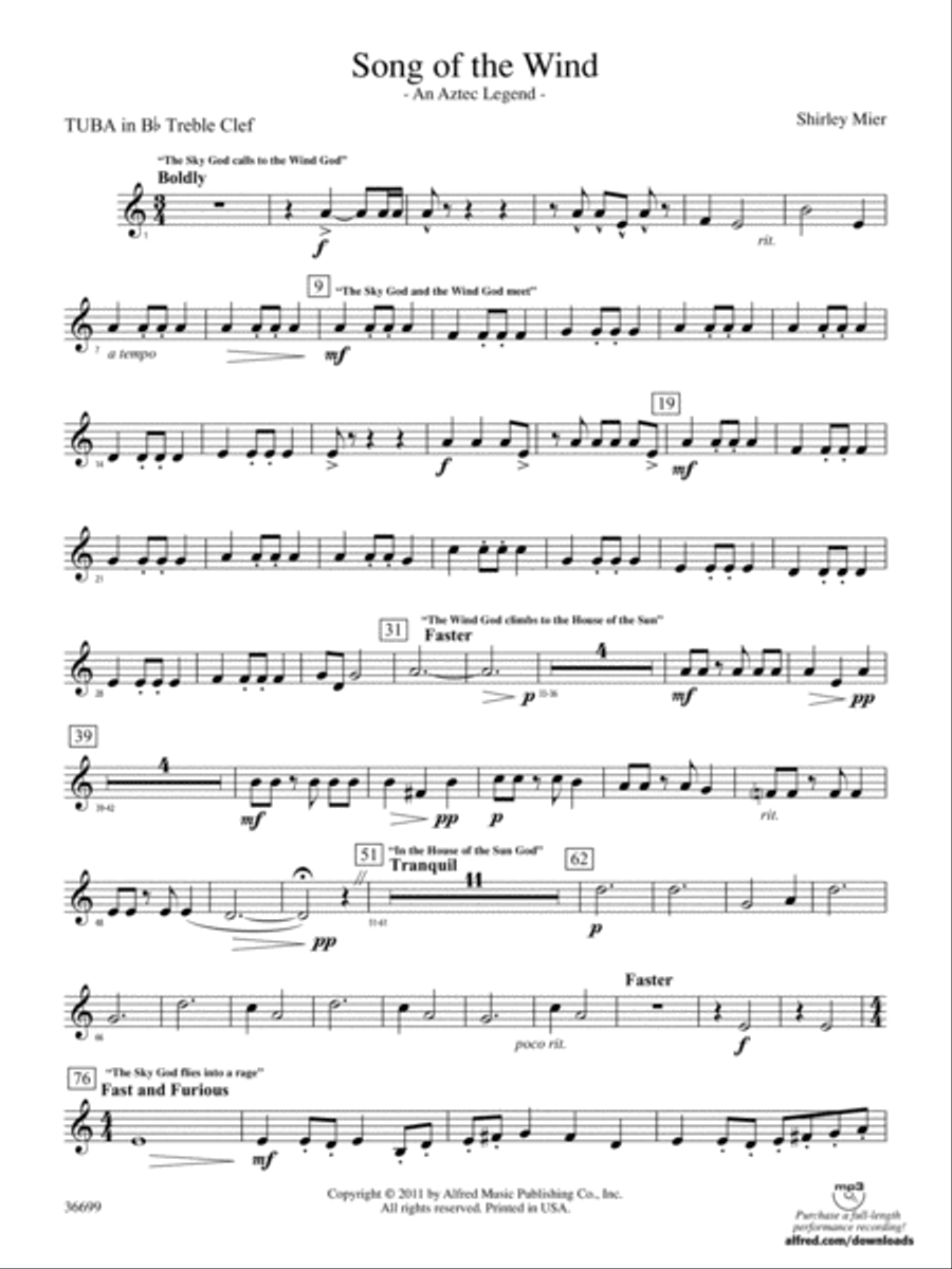 Song of the Wind: (World Part) B-flat Tuba T.C. Concert Band scores gallery preview page 1