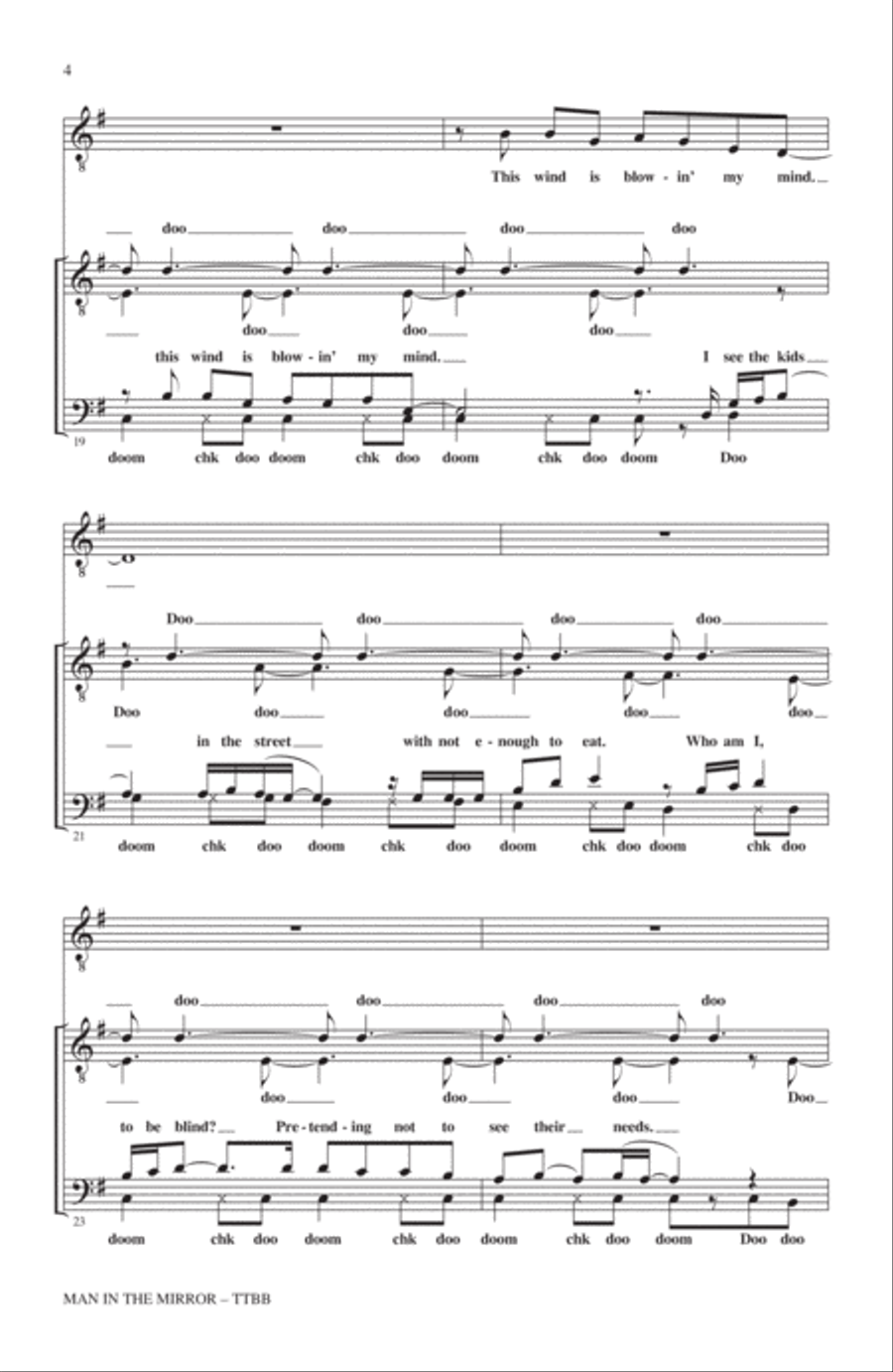 Man In The Mirror (arr. Kirby Shaw) TTBB scores gallery preview page 3