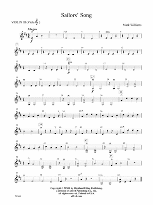 Sailor's Song: 3rd Violin (Viola [TC])