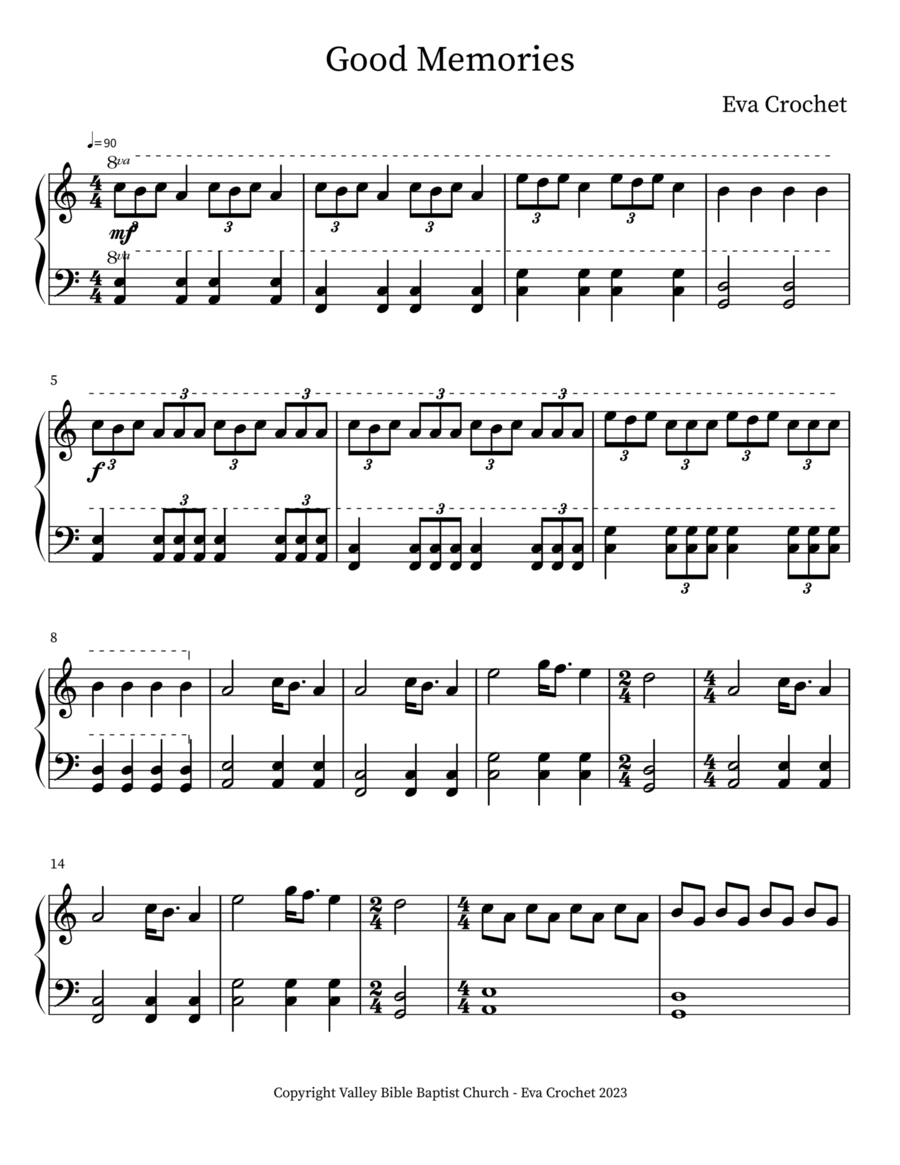 Good Memories Piano Solo scores gallery preview page 1