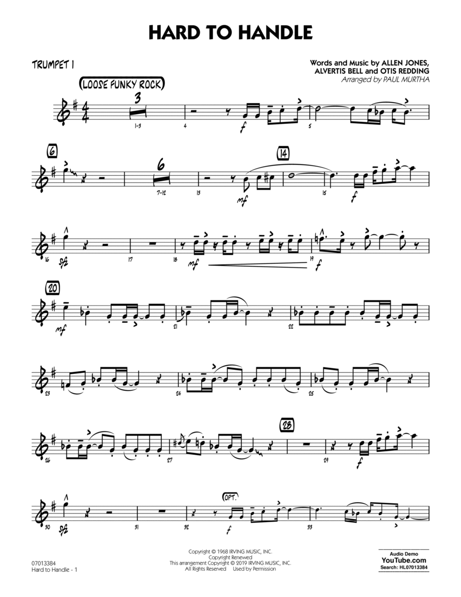 Hard to Handle (arr. Paul Murtha) - Trumpet 1