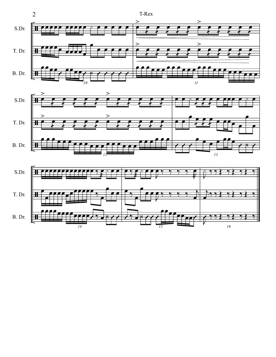 T-Rex Drumline Warmup T-Rex Drumline Warmup Marching Band scores gallery preview page 2