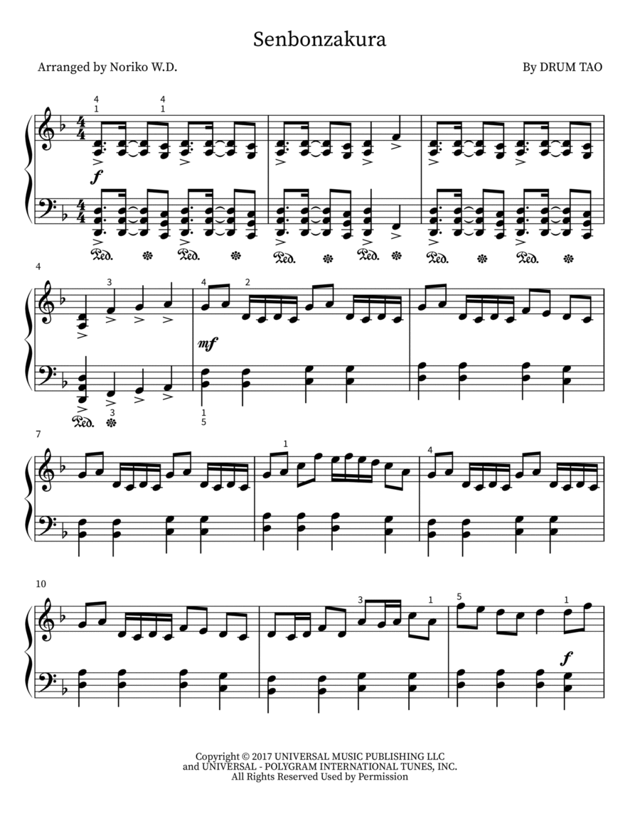 Senbonzakura Piano Solo scores gallery preview page 1