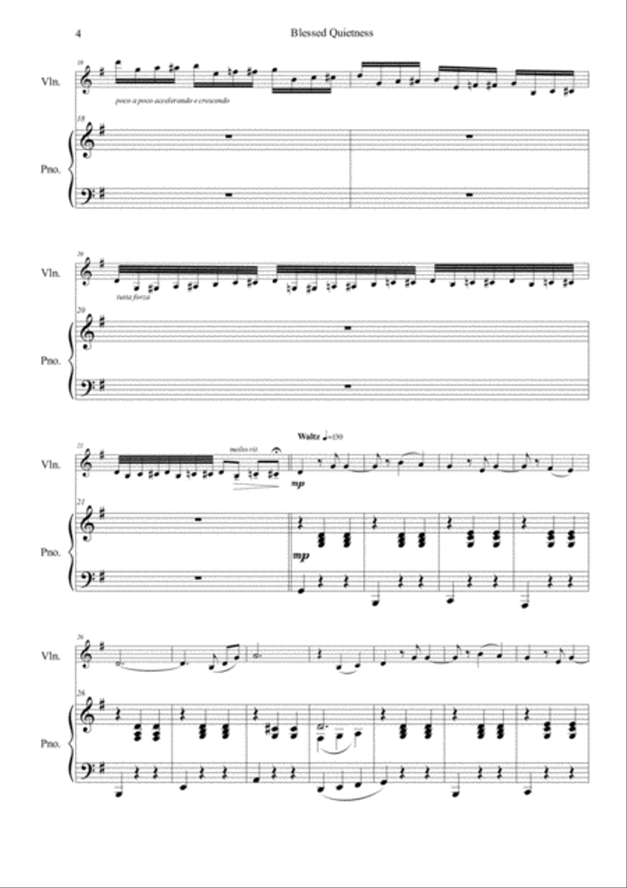 Blessed Quietness (Violin and Piano) Violin Solo scores gallery preview page 4