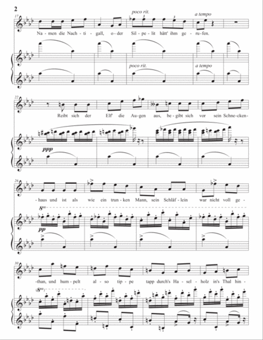 WOLF: Elfenlied (transposed to A-flat major) Voice scores gallery preview page 3
