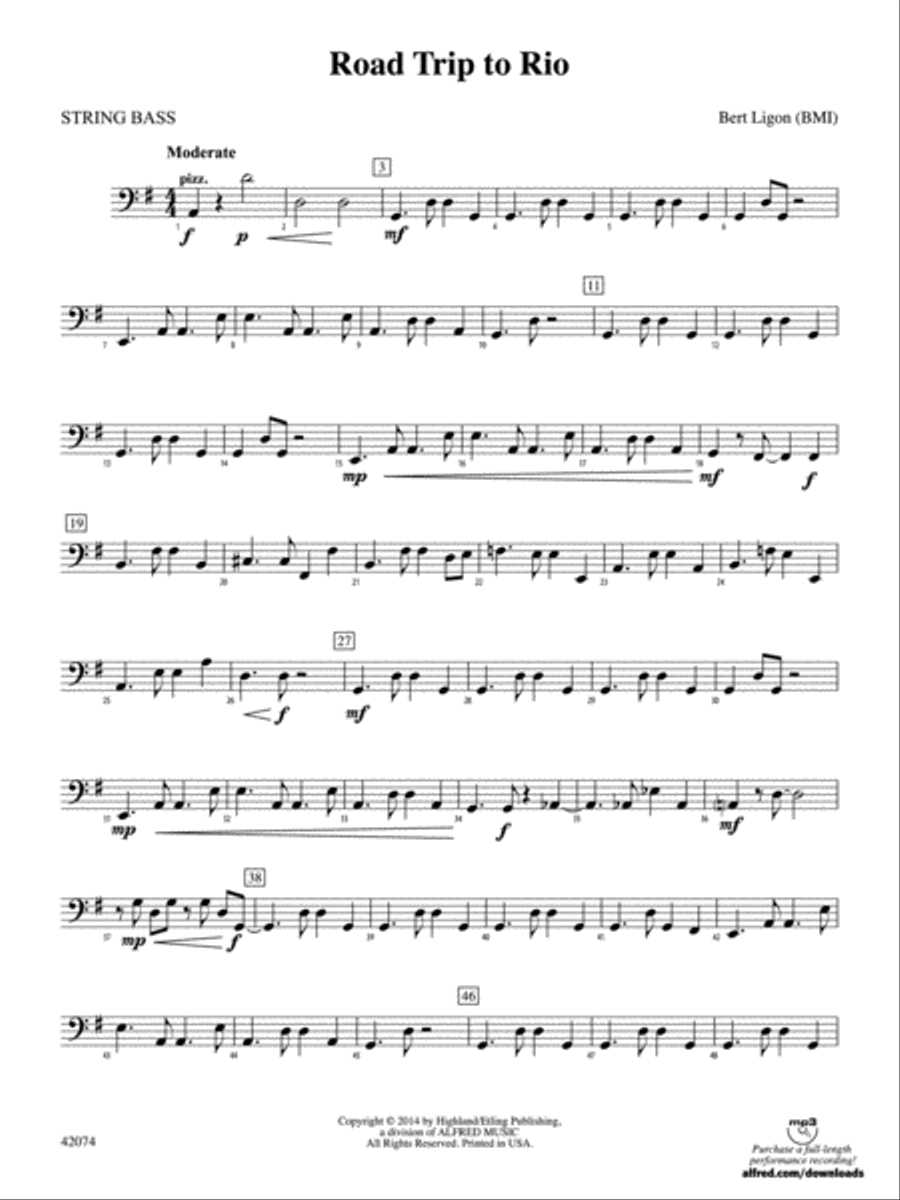 Road Trip to Rio: String Bass String Orchestra scores gallery preview page 1