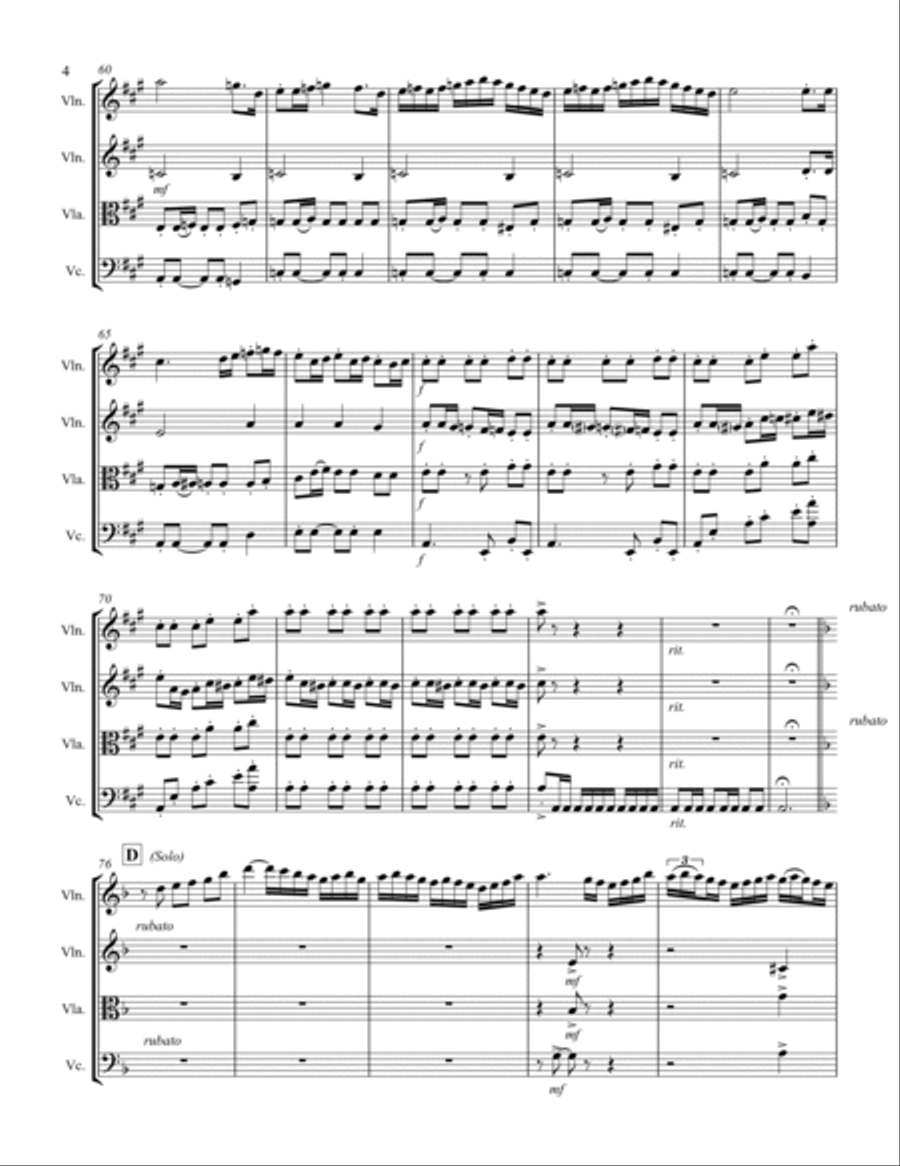 Albéniz - “Sevilla” from Suite Española (for String Quartet) String Quartet scores gallery preview page 5
