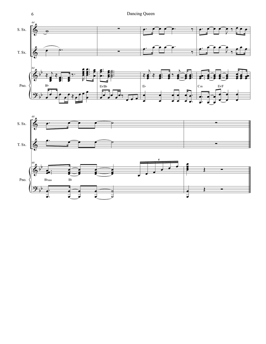 Dancing Queen Woodwind Duet scores gallery preview page 6