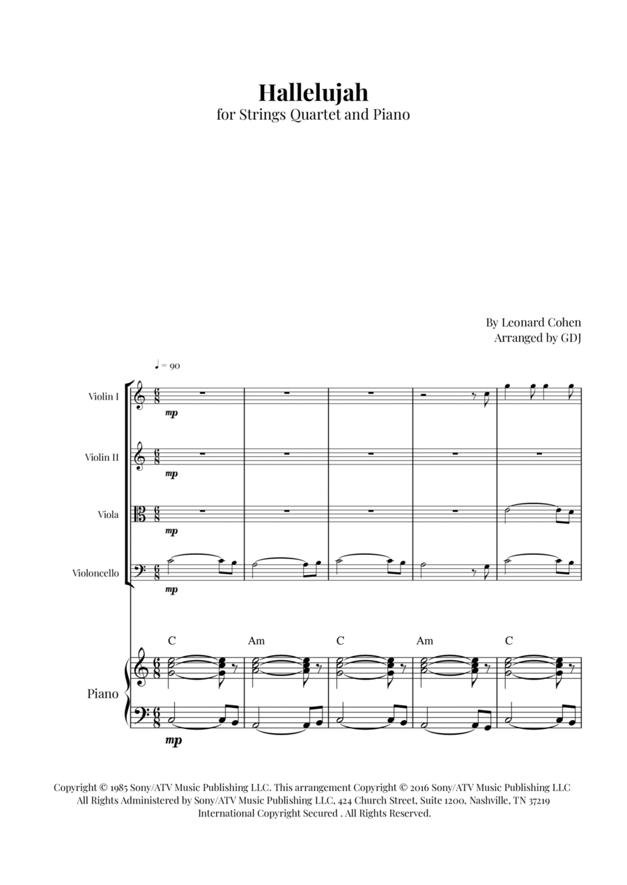 Hallelujah Hallelujah String Quartet scores gallery preview page 1
