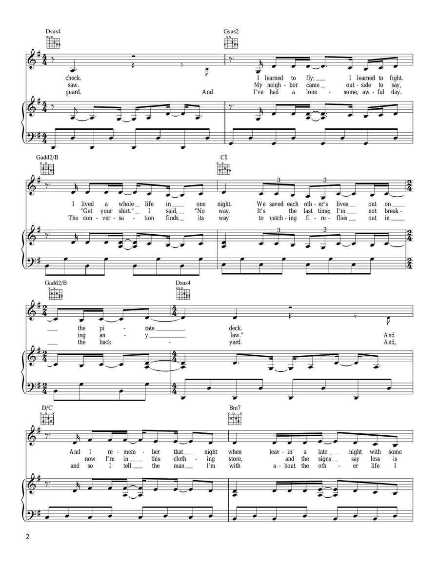 When I Was A Boy Piano, Vocal, Guitar scores gallery preview page 2