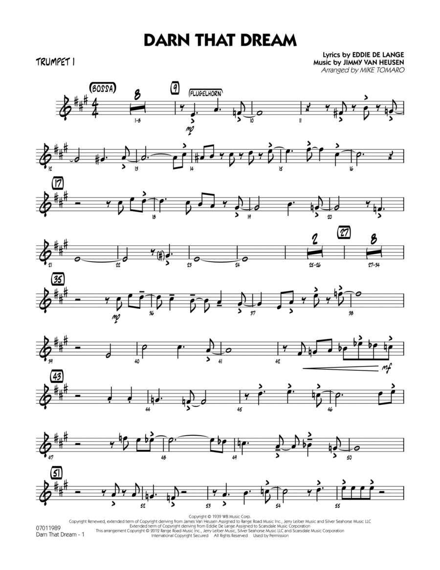 Darn That Dream - Trumpet 1 Jazz Ensemble scores gallery preview page 1